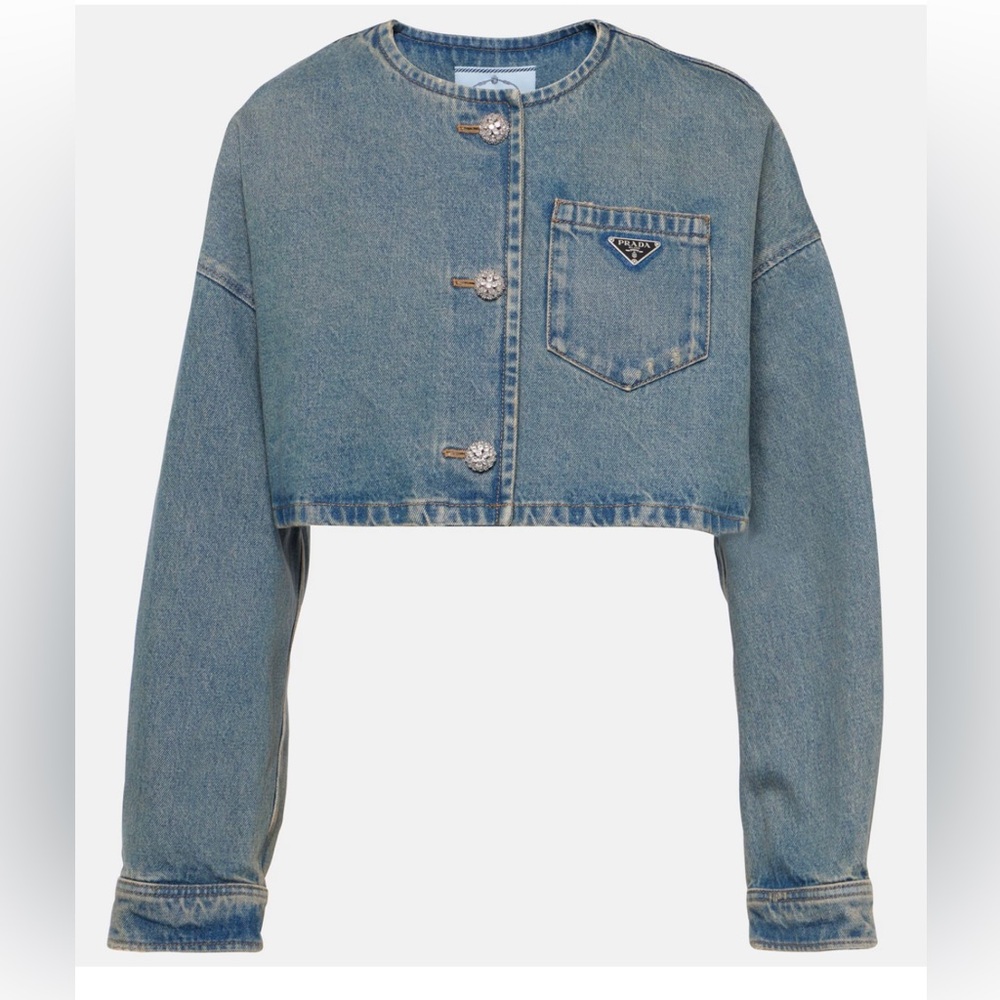 PRADA Cropped denim jacket AUTHENTIC NEW WITH TAGS SIZE IT 38= US size 2